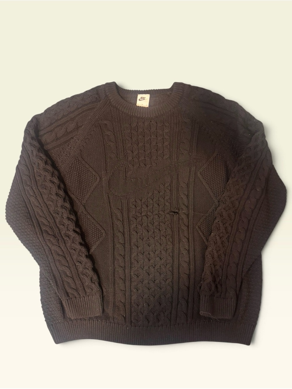 Nike Men’s Dark Brown Cable Knit Crewneck Sweater Size XL